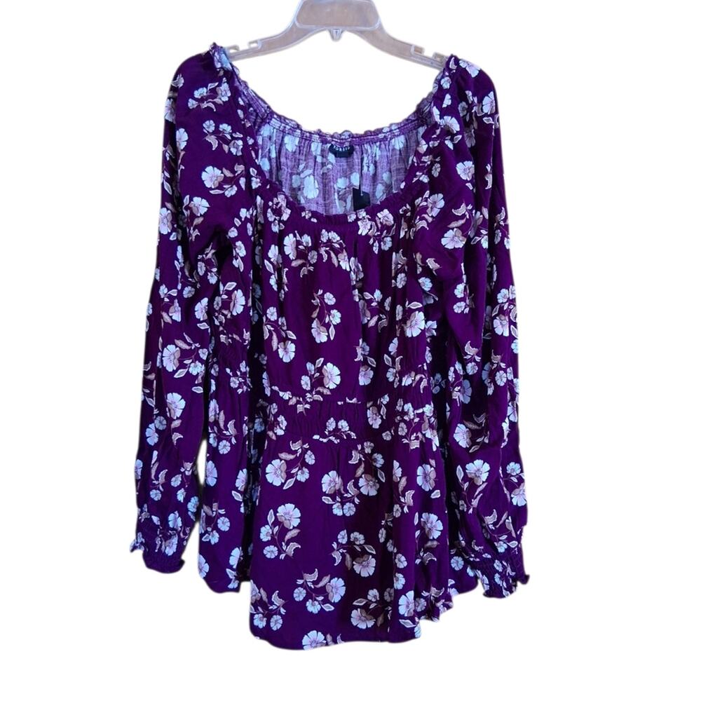 NWT Torrid Floral Blouson Top Purple Size 2
